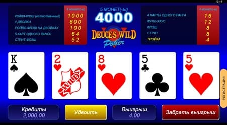 Deuces Wild видео покер на Плей Фортуна